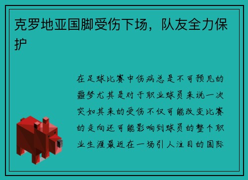 克罗地亚国脚受伤下场，队友全力保护